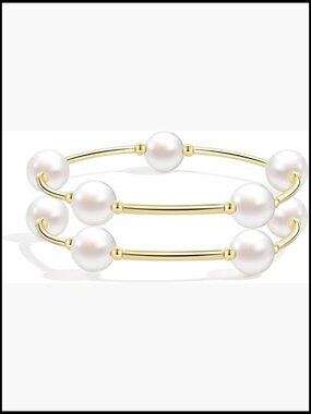 White Crystal Pearl Blessing Bracelet Meaningful Gift Elastic Strand